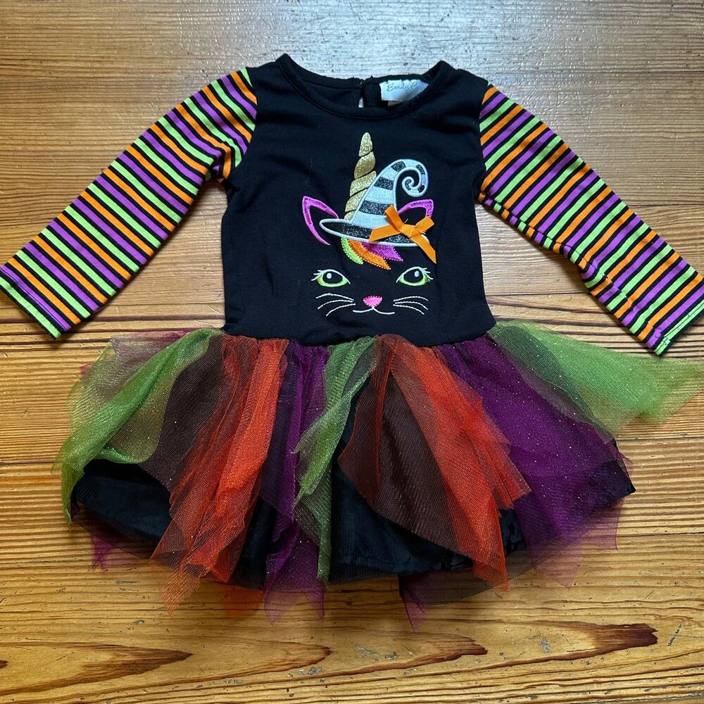 Emily Rose black Halloween cat‎ long sleeve tutu dress SIZE 2